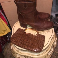 Vince Camuto  Booties 9&&clutch .All Leather