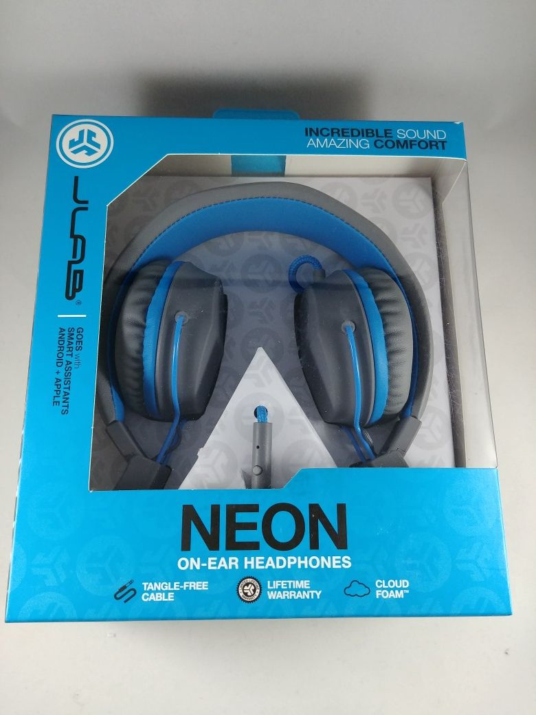 JLab Neon Headphones - Blue 35mm jack