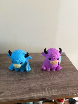 Highland Cow Rubber Toy Figures Set of 2