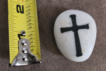White Stone Cross Engraved Prayer Rock