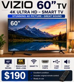 VIZIO 60” TV  4K Ultra HD • Smart TV