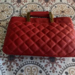Trouvé Red Quilted Clutch Purse 