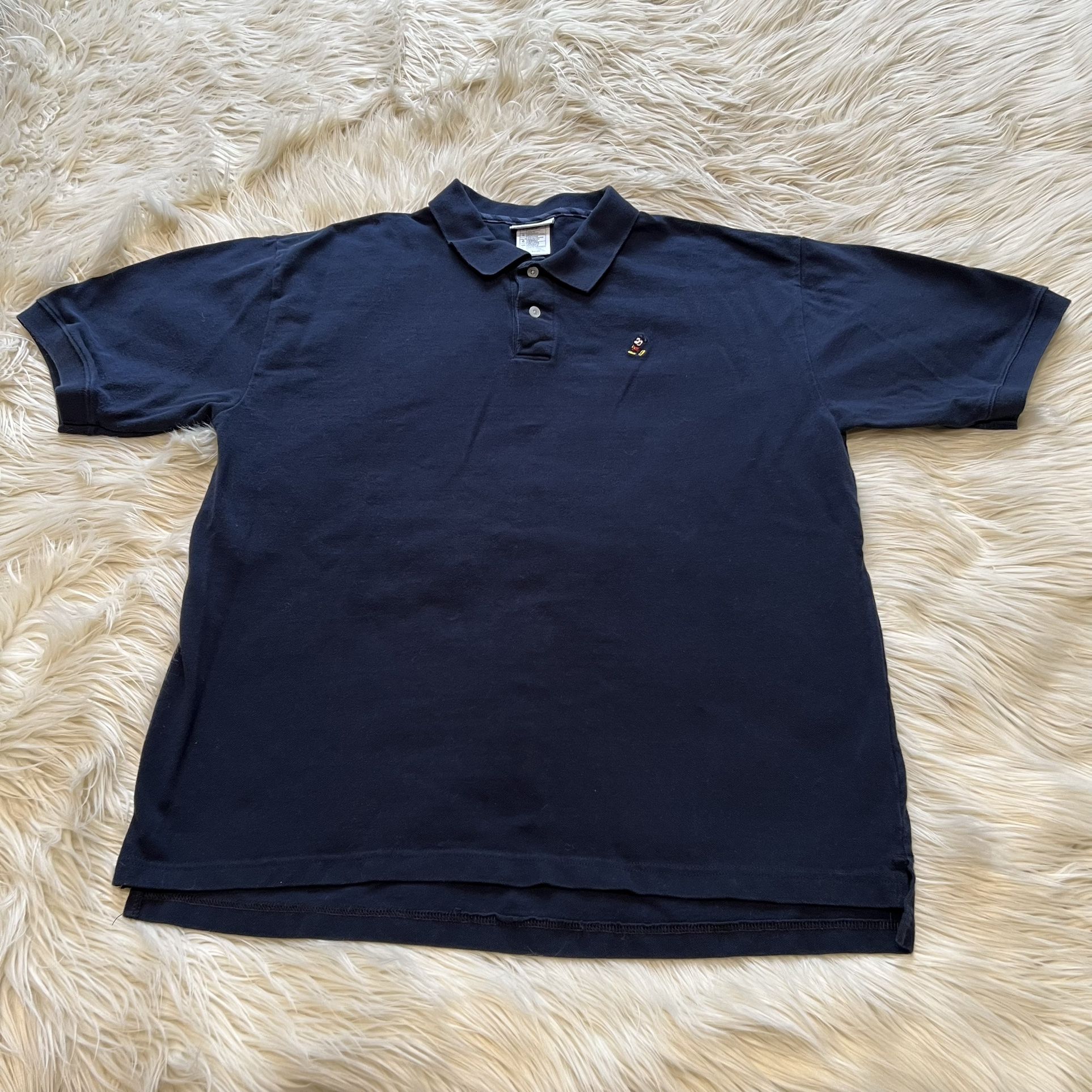 Disney World Blue Short Sleeve Golf Polo Shirt Mickey Mouse Embroidered Men’s L