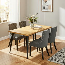 Homy Casa STAN NATURAL Dining Table 63" for Dining and Workspace