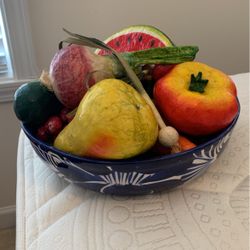 Mexican Ceramic Bowl & Fruit 