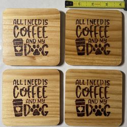 Pyrography- Handmade Wooden Wood Burned Coaster Sets Of 4