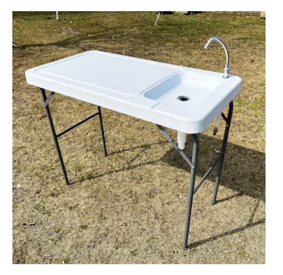 Standing Height Folding Table With Sink. Camping Fishing