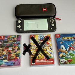 Nintendo Switch Lite (Gray) Bundle w/ 2 Games and a Travel Case
