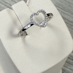 Diamond  Heart Ring 14k White Gold