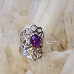 Amethyst Solid Sterling Silver Ring Size 6