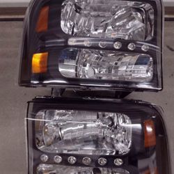 99-04 ford super duty f250/f350/f450/f550 led headlights luces micas faros