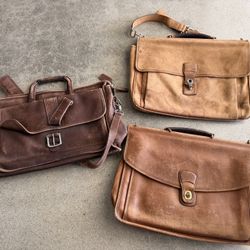 3 Vintage Coach Leather Briefcases 