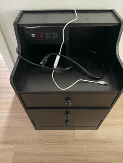 Nightstand with charging station and LED light