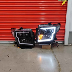 Smoked Halogen LED Headlights and Projector for Nissan Titan XD 2016-2024