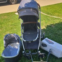 UPPAbaby Vista Stroller, Bassinet, Rumble Seat, And Travel Bag.