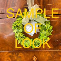 2 10” Greenery Wreaths with Red Felt Bow Material for Holidays or Weddings