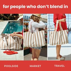 Large Strong Sturdy Tote Bag with Zipper Pocket Size Length 19", Width 6", Height 14" New Condition