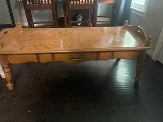 Vintage Wood Coffee Table and End Table with Drawer