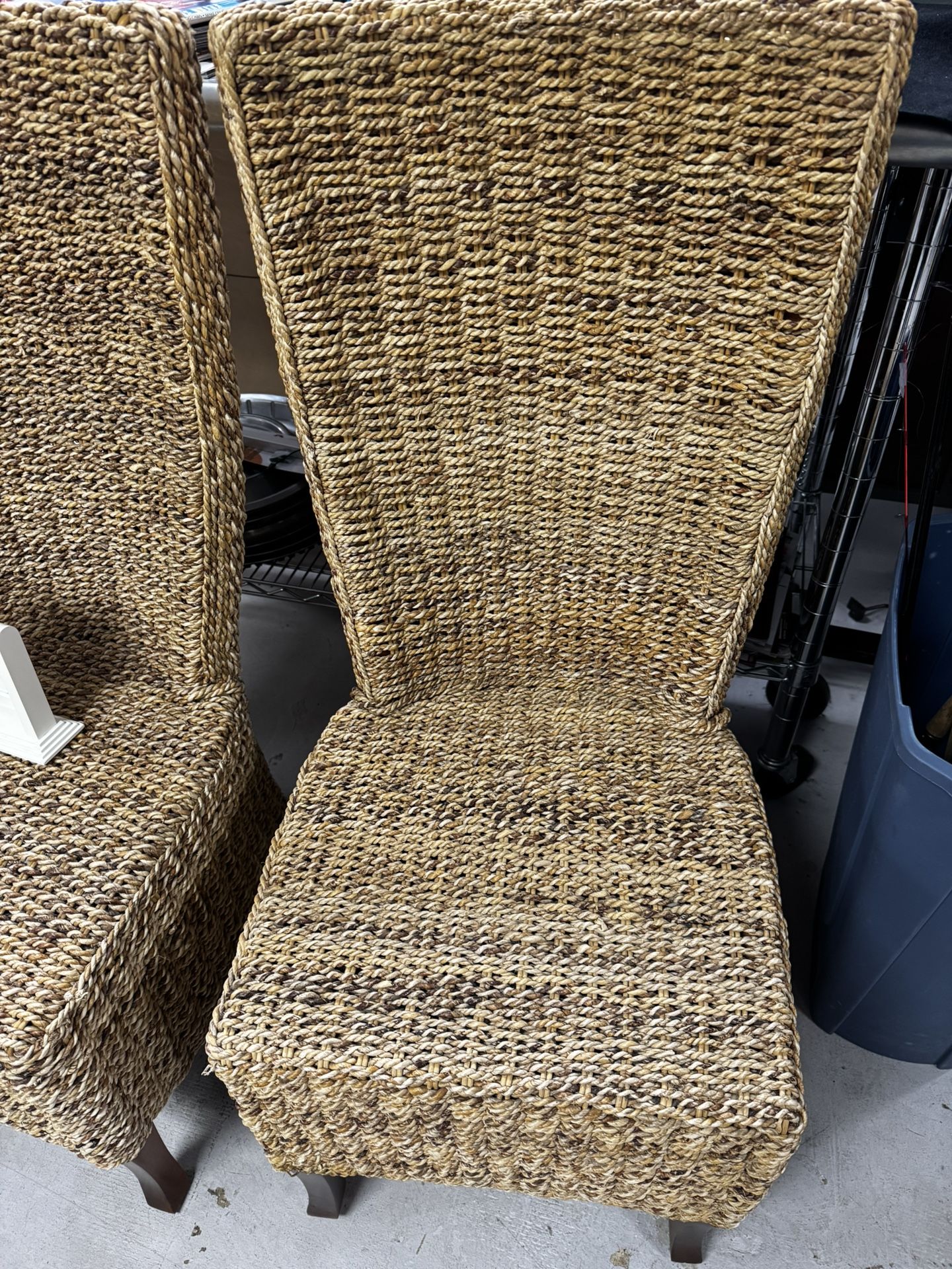 A Pair Of Wicker Woven Chairs.  