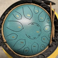Steel Tongue Drum - 15 Note 12 Inch Tongue Drums - Percussion Instruments - Mallets and Carry Bag, D Major