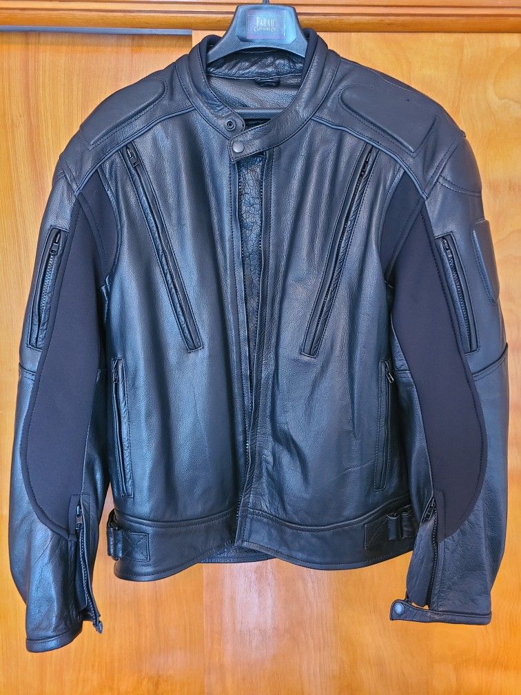 Xelement Black Armored Leather Motorcycle Jacket