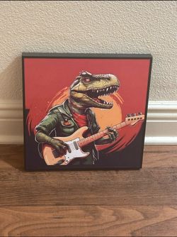 T-Rex Playing Guitar Canvas Wall Art