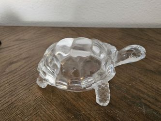 Vintage Cristal Arques France Crystal Turtle Tortoise Sculpture Figurine 7 inch