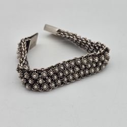 925 Sterling Silver Vintage Cannetille Floral Bracelet 72g
