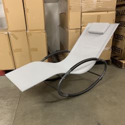 New in Box $45 Outdoor Rocking Zero Gravity Chair Patio Lounge Chair Recline Rocker for Backyard Pool w/ Pillow 