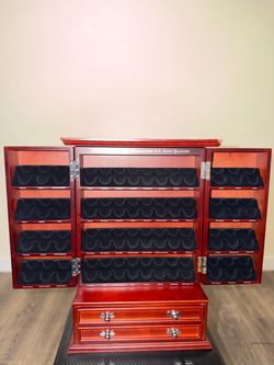 PCS Stamps & Coins "The Platinum & Gold-Highlighted U.S. State Quarters Collection" Deluxe Cherry Wood Display Cabinet