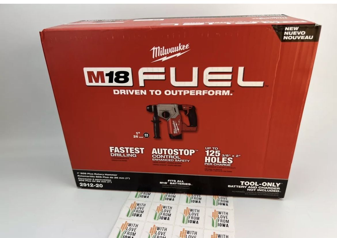 New Milwaukee M18 Fuel 1" SDS-Plus 2912-20 Brushless Rotary Hammer (Tool Only)