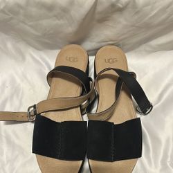 Ugg Black Suede Platform Sandals 