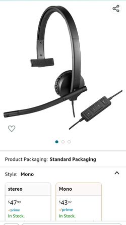 Logitech H570e Wired Headset, Mono Headphones with Noise-Cancelling Microphone, USB, In-Line Controls with Mute Button, Indicator LED, PC/Mac/Laptop