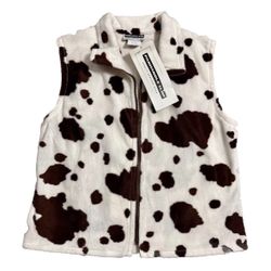 Panhandle Slim Vest NWT Western Wear Cow Print Women’s Sz M Faux Fur