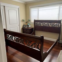 Sleigh Bed- Wood & Iron  Bed Frame