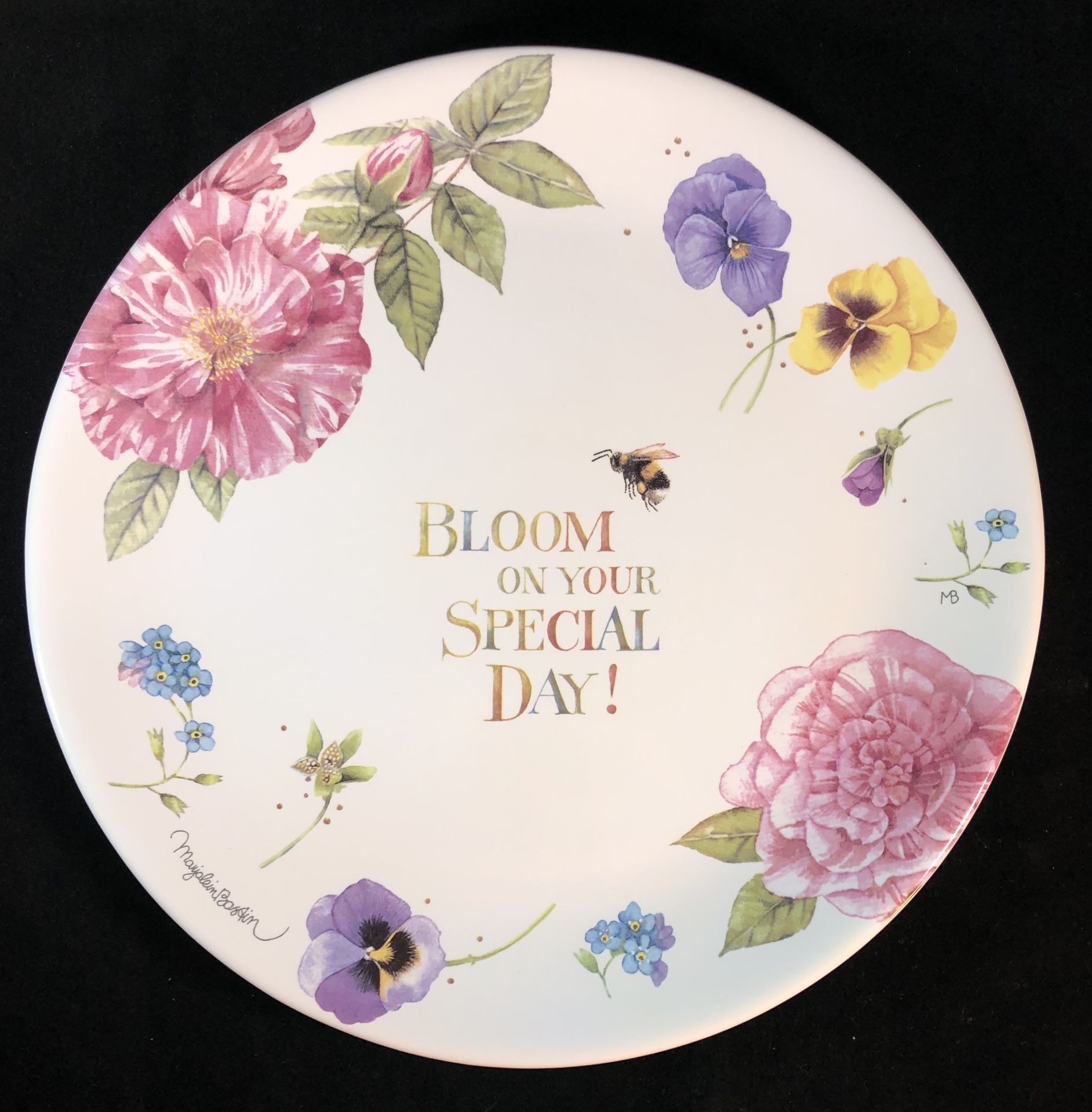 Marjolein Bastin Ceramic Plate "Bloom on Your Special Day" Nature's Sketchbook