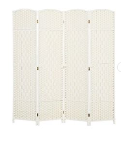 Folding Room Divider Screen 4 Panel 6' Tall Privacy Screen Freestanding Wood Partition for Home Office