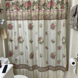 Bathroom Curtain With Rod And Hooks