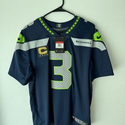 NWT Russell Wilson (3) Seattle Seahawks Nike NFL Vapor Limited Captain Jersey