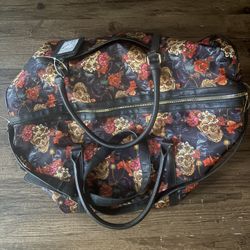 Betsey Johnson Floral Skull Luggage Bag
