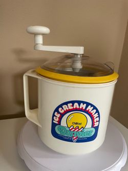 Vintage Donvier Chillfast Ice Cream Maker featuring a manual hand crank