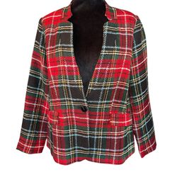 Appleseed's Petite Tartan Blazer Women’s Size 14P Multi Colors Lined Dressy    Excellent pre owned condition Size 14P Chest 21” across Shoulders 15” a