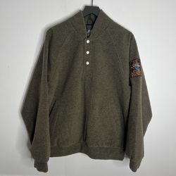 Willis & Geiger Diaplex Wool-Blend Fleece Pullover Jacket Mens Large Green USA