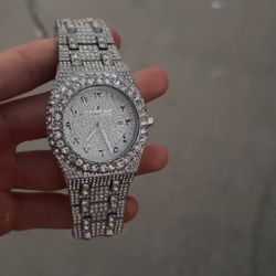 All silver ap royal oak buss down watch