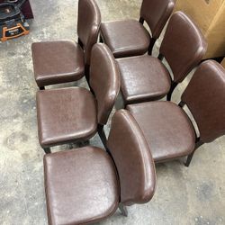 6 Matching Brown Dining Table Chairs