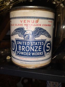 VINTAGE 1943 UNITED STATES BRONZE POWDER WORKS VENUS Gold GLASS METALLICS Medium