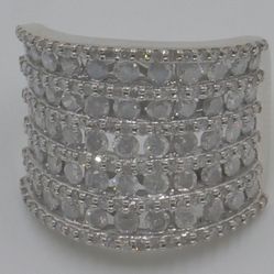 10KT WHITE GOLD RING SIZE 10 WITH DIAMONDS (3.5-3.75 CARATS) 14.8 GRAMS