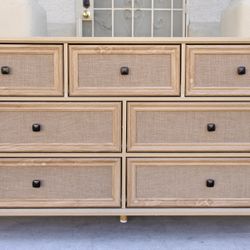 Beautiful Coastal Rattan 7 Drawer Dresser