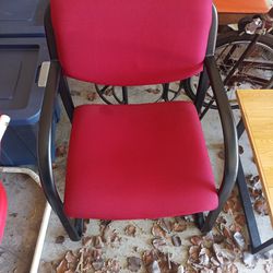 Red And Black Chair Red Cushion Coated Metal Frame