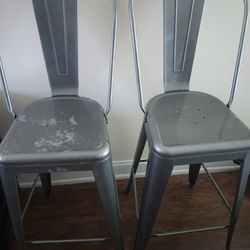 Two Grey Metal Bar Stools!Must Go